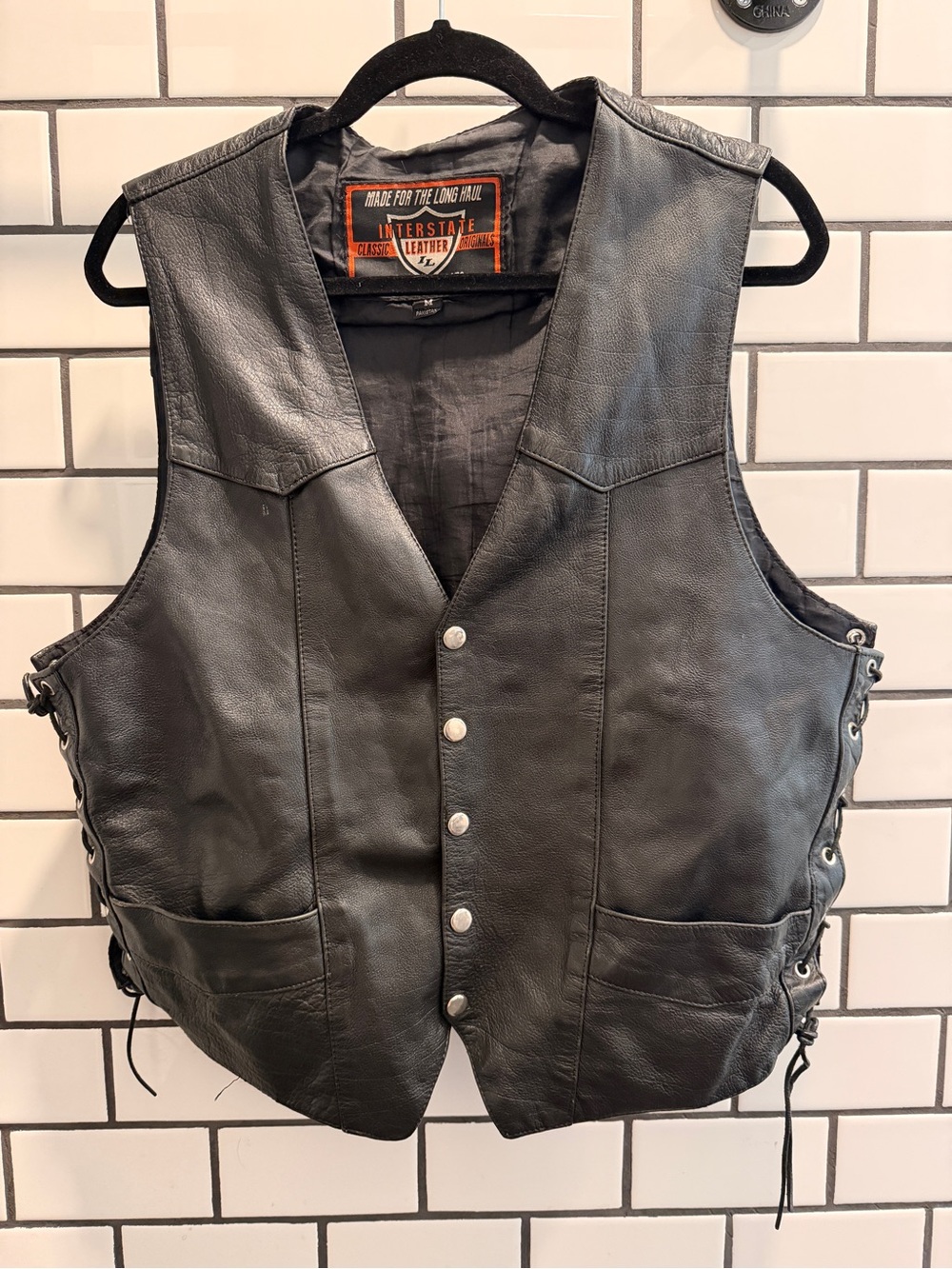 Harley-Davidson Black Leather Snap-Front Vest
